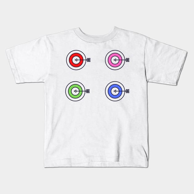 red pink green blue archery target design Kids T-Shirt by Artistic_st